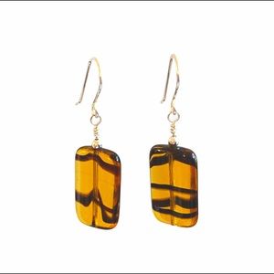 Glass Tortoiseshell Pattern Earrings NEW handmade